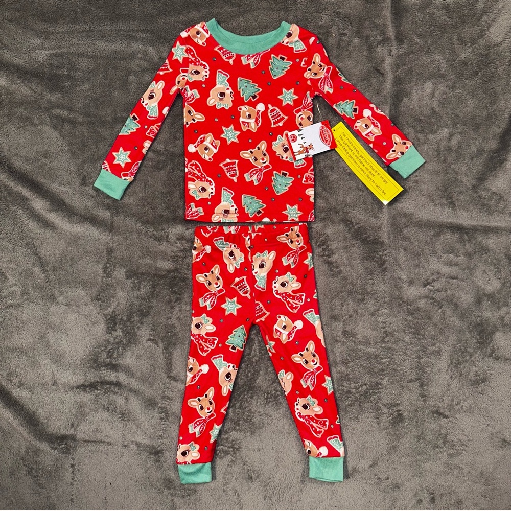 Infant/Toddler Christmas Rudolph Pjs *Mismatch Size Flaw* 18m Top, 12m Bottom